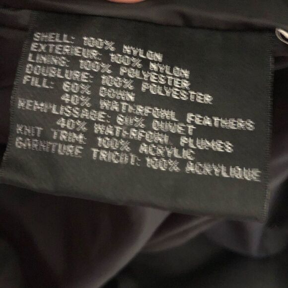 Via Spiga black down puffer jacket coat hoodie sz L full zip up tiny liner stain - Picture 6 of 11